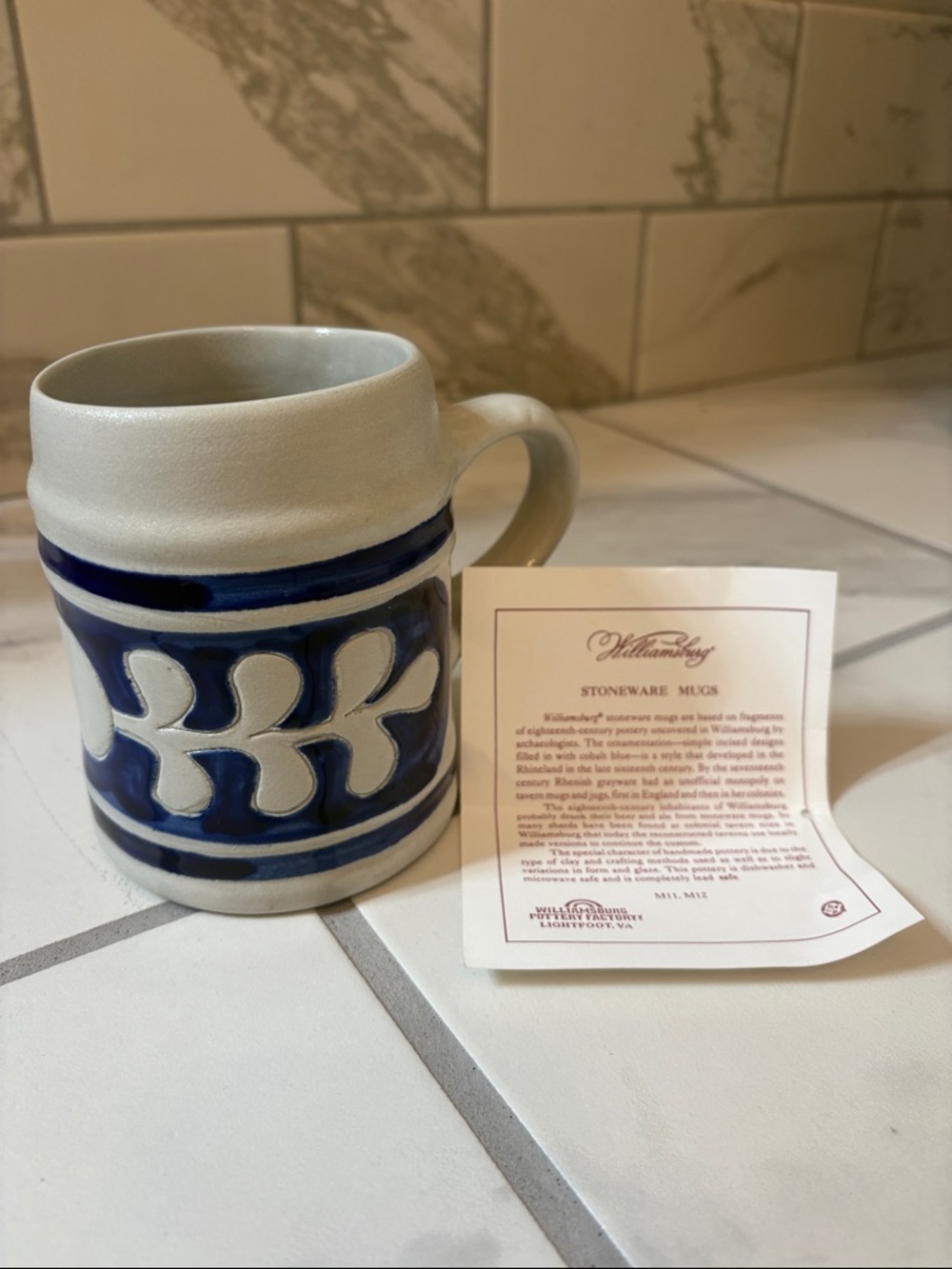 Williamsburg Pottery Salted Glazed Stoneware Mug - Cobalt Blue